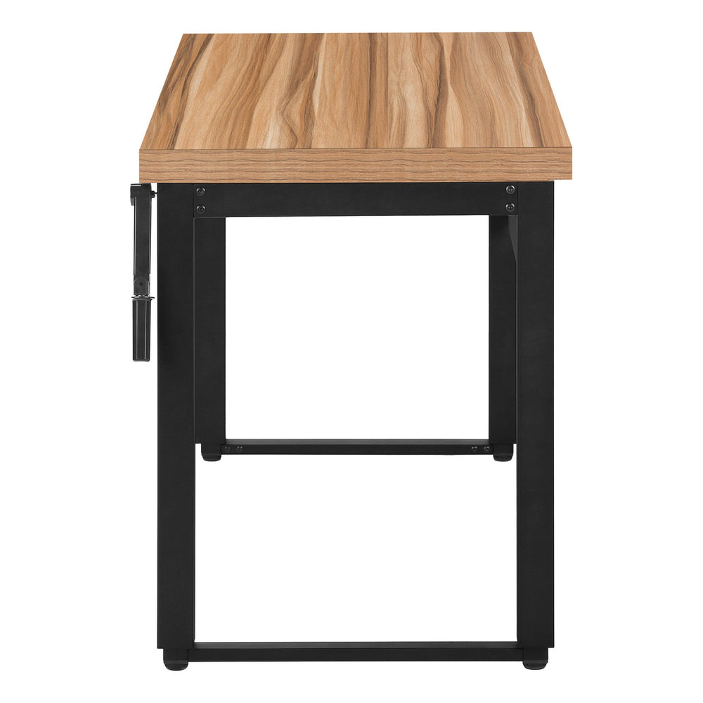 English Elm Computer Desk - Adjustable Height Standing Workspace For Home Office, Compact Modern Design, Brown B2710P219892