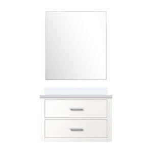 English Elm White Single Sink Vanity Set With Cultured Marble Top, Frameless Mirror & Soft-Close Storage Solutions B2731S01424-GIGA