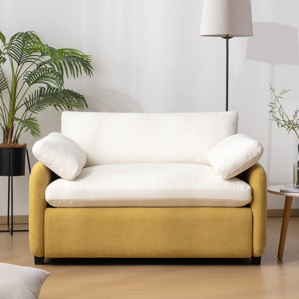 English Elm 50*43" Oversized Chenille Armchair Deep Lounge Seat Modern Minimalist Living Room Chair Cream,Yellow N723S5042L