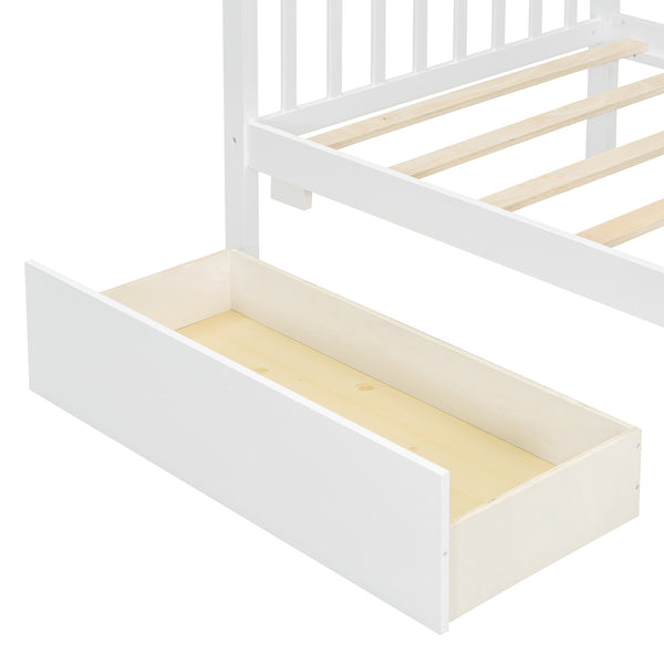 English Elm Twin House Bed Solid Pine Kids Cottage Frame with Storage Drawers Imaginative Room N708P309245K