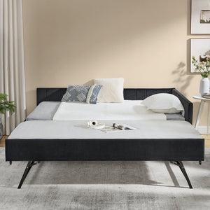 English Elm Full Size Daybed With Trundle - Stylish Velvet Sofa Bed Frame For Cozy Spaces & Overnight Guests W1413S00086