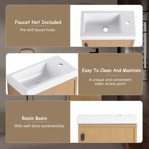 English Elm 18.5" Stylish Wall-Mounted Bathroom Vanity With Durable Resin Sink, Soft-Close Door, Space-Saving Design W1972P362138
