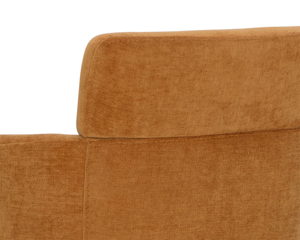 Sunpan Sharqui Dining Armchair – Luxurious Contemporary Design with Black Metal Legs and Bronze Armrest Accent Danny Amber