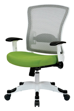 OSP Home Furnishings White Mesh Ergonomic Manager Office Chair with Lumbar Support and Synchro Tilt Control Green 317W-W1C1F2W-6