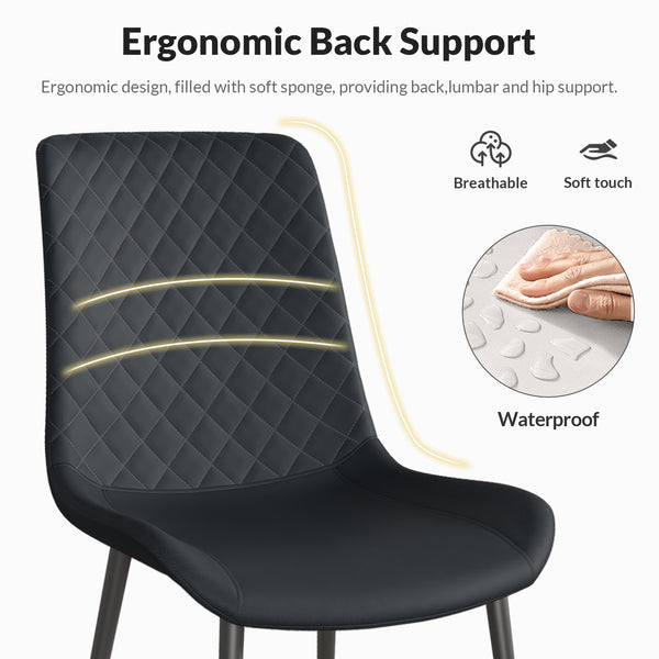 English Elm Black Pu Leather Dining Chair Set Of 2 – Modern, Comfortable Seating With Durable Metal Legs T3967P379362