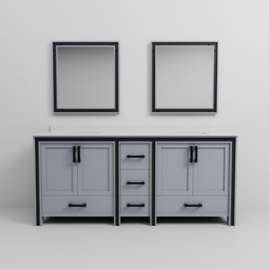 English Elm Dark Grey Double Bath Vanity With White Quartz Top, Ample Storage & Soft-Close Drawers Included B2731S00917