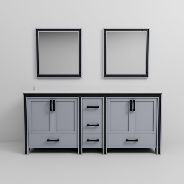 English Elm Dark Grey Double Bath Vanity With White Quartz Top, Ample Storage & Soft-Close Drawers Included B2731S00917