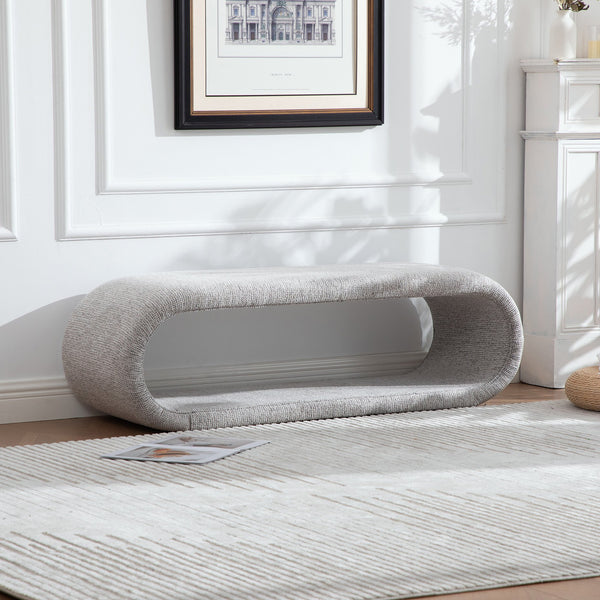 English Elm 52.17"wide Chenille Upholstered Storage Bench Soft Foam Seat Iron Wood Frame Entryway Light Brown W3189P422400