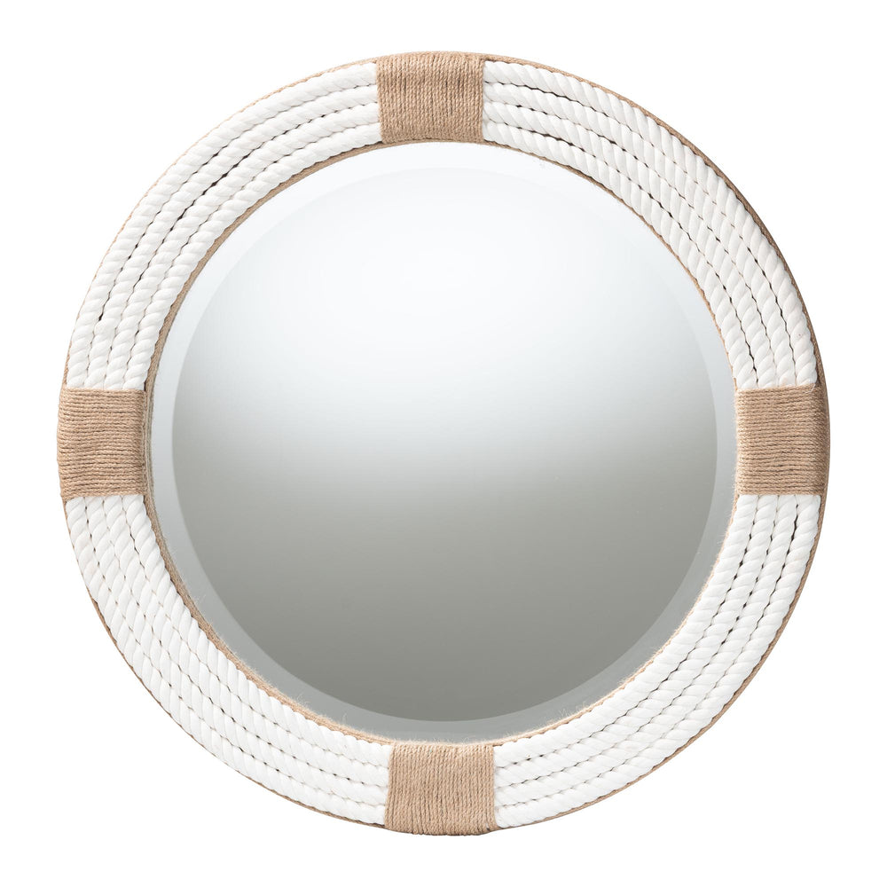English Elm Round Braided Jute Rope Wall Mirror Natural Fiber Boho Coastal Accent Decor B2750P467832