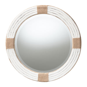 English Elm Round Braided Jute Rope Wall Mirror Natural Fiber Boho Coastal Accent Decor B2750P467832
