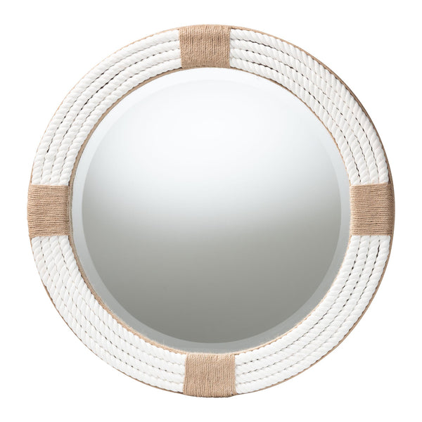 English Elm Round Braided Jute Rope Wall Mirror Natural Fiber Boho Coastal Accent Decor B2750P467832