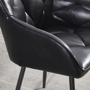 English Elm Dining Chairs Set Of 2 - Stylish Upholstered Faux Leather Armchairs For Comfort & Versatile Use W3112P262560