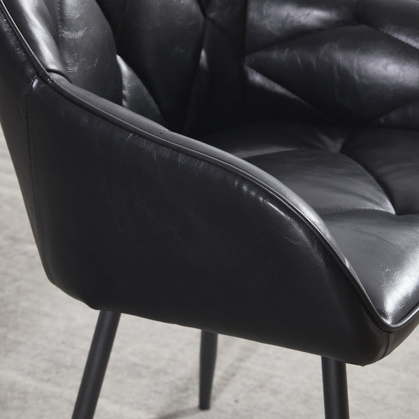 English Elm Dining Chairs Set Of 2 - Stylish Upholstered Faux Leather Armchairs For Comfort & Versatile Use W3112P262560