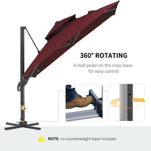 English Elm Outsunny 10Ft Offset Cantilever Patio Umbrella – Versatile Shade Solution With 360° Rotation & Tilt W2225P217598-GIGA