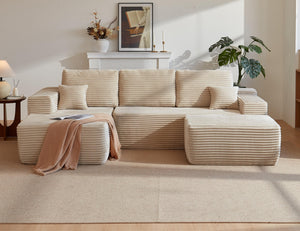 English Elm 104''cloud Modular U-shaped Sectional Plush Corduroy Deep Seat Sofa for Living Room W3975S00028