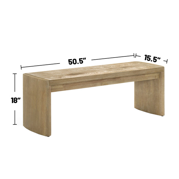 English Elm Wooden Oak Finish Rounded Edge 50.5" Dining Bench for Two — Safe Stylish Versatile Seating Solution B016P392302