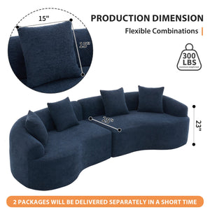 English Elm Compression Compression Sponge Sofa Curved Modular Sectional with 30D High-Density Chenille Sleeper for Cozy Apartment Living Room Comfort and Safe Rounded Design Antique Blue W2231S00019