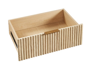 English Elm 3 Drawers Chest - Modern Oak Dresser With Curved Wave Design, Perfect Nightstand & Storage Solution W1820P335659