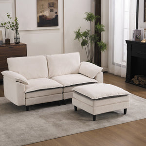 English Elm 70.87" Chenille Modular Cloud Sectional with Ottoman Deep Plush Seating for Living Rooms W5029S00001
