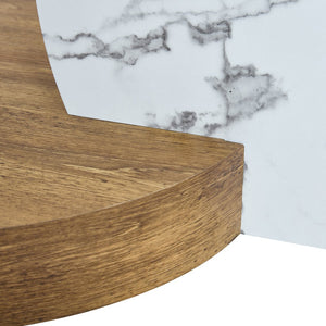 English Elm Contemporary Dual Tier Oval Glass Coffee Table with Marble and Wood Tone Base W1151P233589