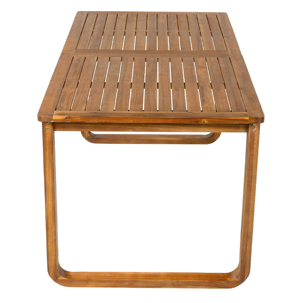 English Elm Outdoor Acacia Wood Dining Set Seats Six with Cushioned Armrest Chairs for Patio Beige,Natural Wood N719Z000200A