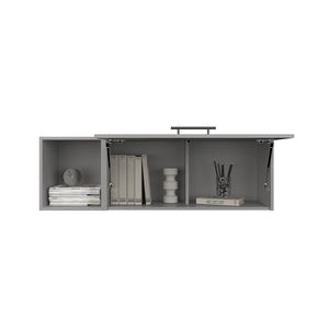 English Elm Wall Cabinet Conway Smoke Engineered Wood Office Storage with Open Shelf, Dual Compartments, Handle B092P238712