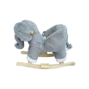 English Elm Kids Elephant Plush Rocking Toy with Sound Button Safety Belt and Sturdy Steel Frame W3723P374146