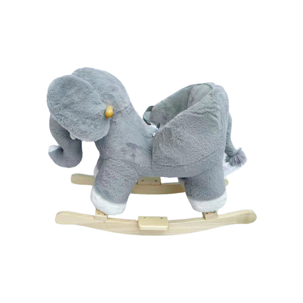 English Elm Kids Elephant Plush Rocking Toy with Sound Button Safety Belt and Sturdy Steel Frame W3723P374146