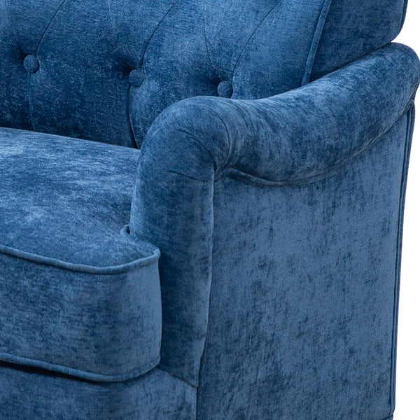 English Elm Accent Club Chair Chenille Upholstered with Spring Cushion Retro Wooden Legs Bedroom W3042P262910