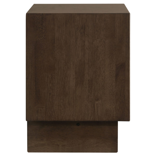English Elm Hemlock Solid Wood 2-Drawer Nightstand in Warm Brown — Smooth Fingertip Pulls, Soft-Glide Storage B062P378389