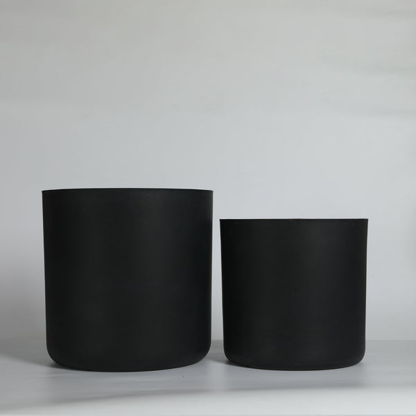 English Elm Round Concrete Style Planter Duo Handcrafted Magnesium Oxide Pots for Patio Garden W347P449315
