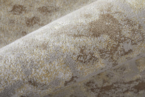 Feizy Rugs Waldor Modern Abstract Distressed Rug - Elegant High-low Pile Design In Gold, Ivory, And Gray Hues Brown,Tan,Ivory Polypropylene,Polyester 73539ncfivygldh13