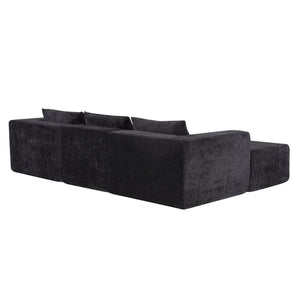 English Elm Christopher Knight Home® - 107" Compressed Sectional Sofas - Luxurious Modular Black Corduroy For Stylish, Cozy Living Spaces N771P346765H_N771P346766H