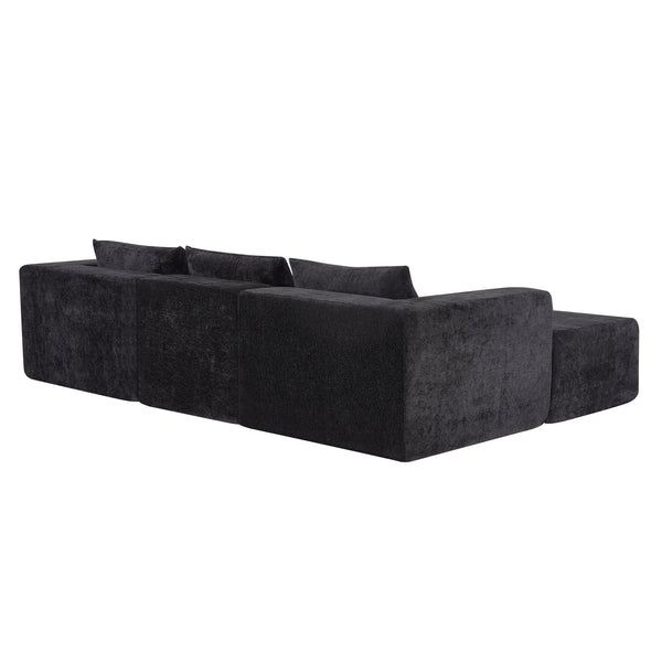 English Elm Christopher Knight Home® - 107" Compressed Sectional Sofas - Luxurious Modular Black Corduroy For Stylish, Cozy Living Spaces N771P346765H_N771P346766H