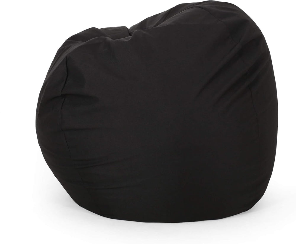 English Elm Christopher Knight Home® - Chrisholm Plush Foam-Filled Bean Bag Chair — Modern Round Design, Durable Polyester Comfort 34"W Black N778P185640B