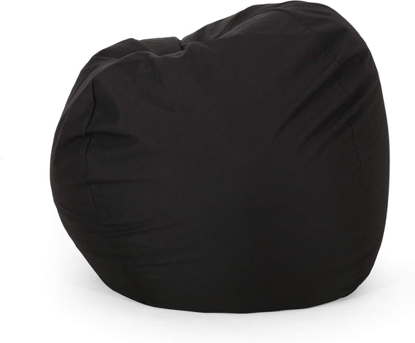 English Elm Christopher Knight Home® - Chrisholm Plush Foam-Filled Bean Bag Chair — Modern Round Design, Durable Polyester Comfort 34"W Black N778P185640B