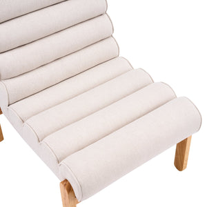 English Elm Fluffy Shearling Accent Chair Plush Tiered Back Solid Wood Frame Cozy Reading Nook Beige+Natural N767P366257E
