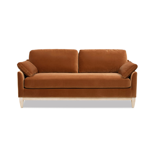 English Elm Pasadena Farmhouse Velvet Sofa with Rubberwood Base for Cozy Living Rooms B2719P479036
