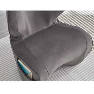 English Elm Ergonomic Floor Chair Velvet Upholstered Lumbar Support Seat for Reading Nook or Lounge Gray W1097P462003