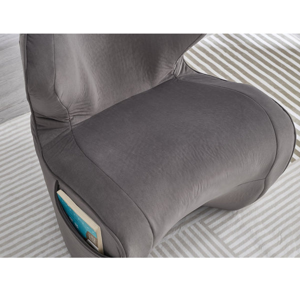 English Elm Ergonomic Floor Chair Velvet Upholstered Lumbar Support Seat for Reading Nook or Lounge Gray W1097P462003