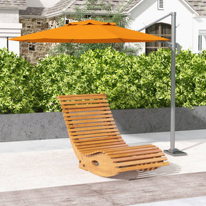 English Elm Outsunny Outdoor Ergonomic Wood Rocker with S Curve High Back Slatted Patio Seat W2225P174331