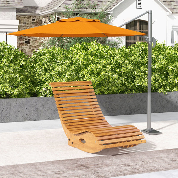 English Elm Outsunny Outdoor Ergonomic Wood Rocker with S Curve High Back Slatted Patio Seat W2225P174331