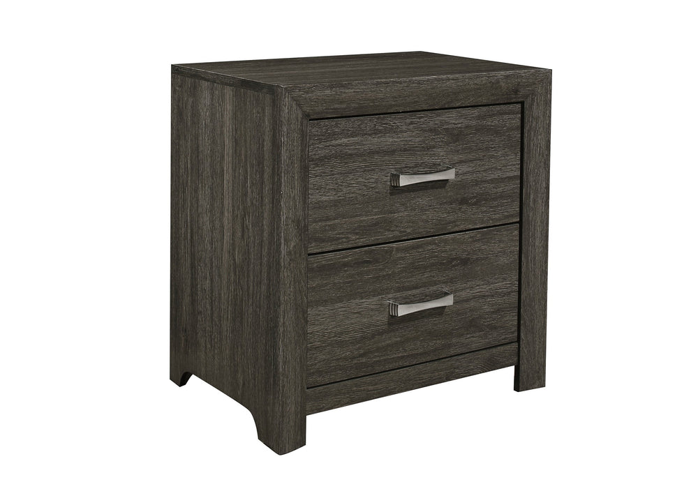 English Elm Dark Gray Finish Nightstand with Chrome Handles, Contemporary Edina Bedroom Accent Table, 23.5x16.5x24.5" B011P199391