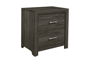 English Elm Dark Gray Finish Nightstand with Chrome Handles, Contemporary Edina Bedroom Accent Table, 23.5x16.5x24.5" B011P199391