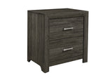 English Elm Dark Gray Finish Nightstand 1 Piece Chrome Tone Handles Contemporary Design Bedroom Furniture Bed Side Table