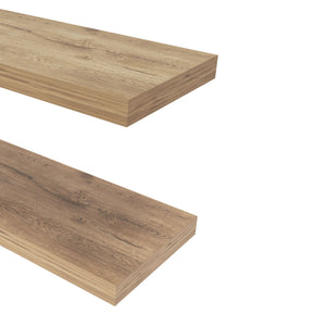 English Elm Macadamia Floating Shelves Set of 2 — Warm Melamine Wall-Mounted Rustic Minimalist Storage, 31.5" B062P357532