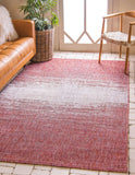 Unique Loom Outdoor Modern Ombre Machine Made Abstract Rug Rust Red, Gray 5' 1" x 8' 0"