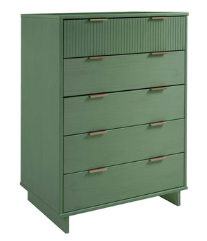 English Elm Granville 38" Sage Green Chest - Elegant 5-Drawer Storage With Gold Accents & Modern Design B365S00082