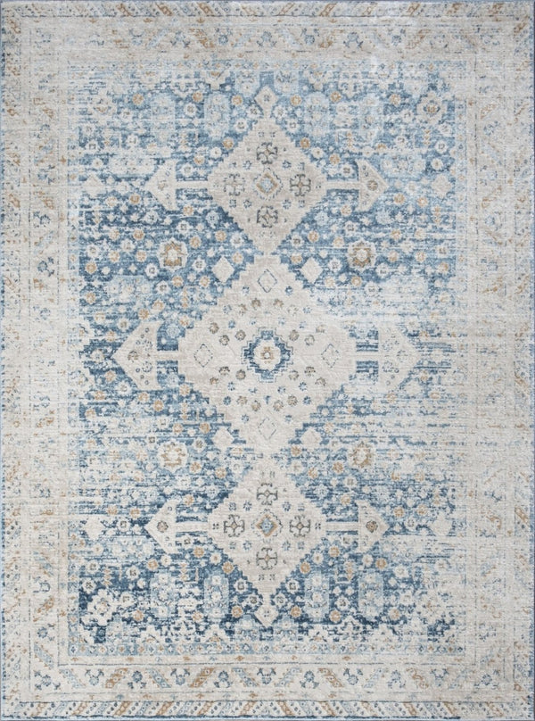 English Elm Noble Elegant Navy Area Rug 2'7" X 7'3" - Soft, Durable, Stain-Resistant For High-Traffic Homes B186P181074