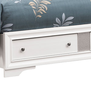 English Elm Madrid Queen Bed With Under-Bed Storage, Elegant White Finish & Silver Trim - Modern Bedroom Centerpiece B078S00615